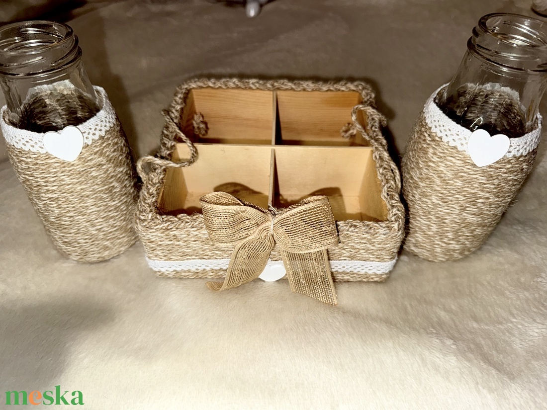 Juta tároló szett - otthon & életmód - dekoráció - dísztárgy - Meska.hu