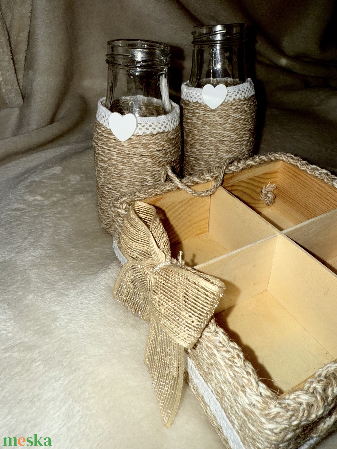 Juta tároló szett - otthon & életmód - dekoráció - dísztárgy - Meska.hu