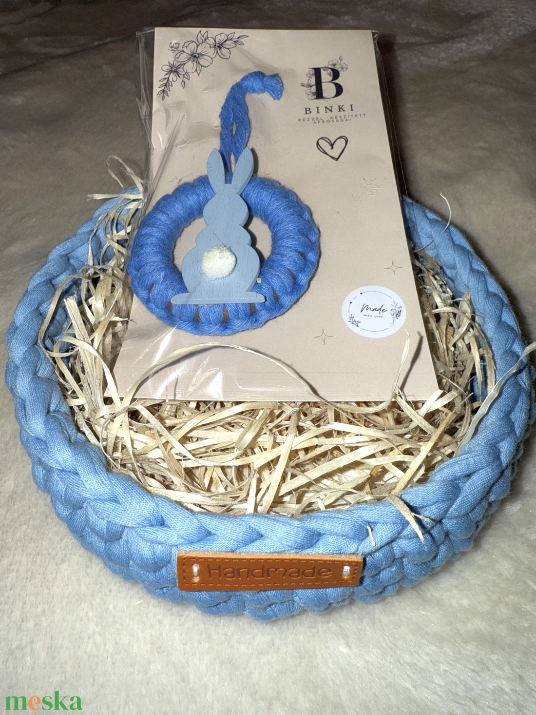 Kék nyuszis kosár csomag - otthon & életmód - dekoráció - húsvéti asztaldíszek - Meska.hu
