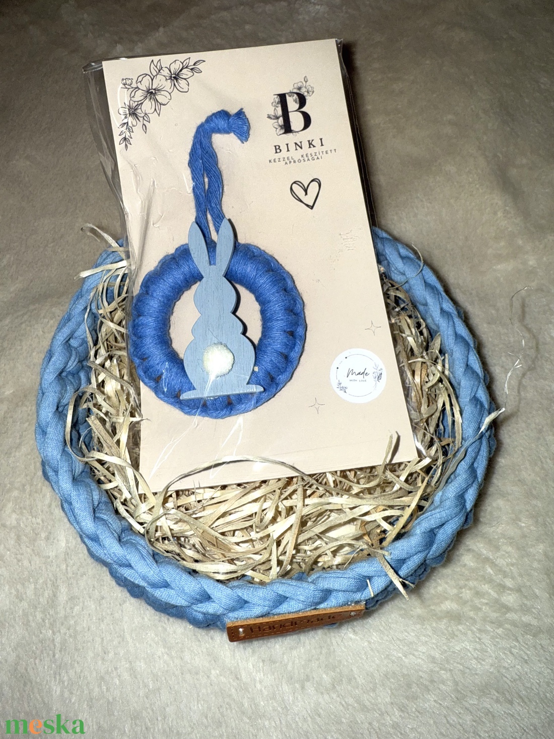 Kék nyuszis kosár csomag - otthon & életmód - dekoráció - húsvéti asztaldíszek - Meska.hu