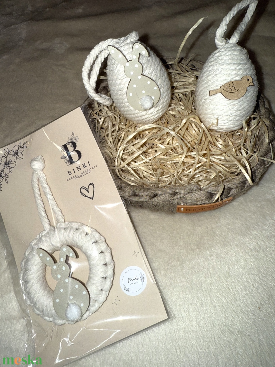 Natúr színű húsvéti kosár csomag - otthon & életmód - dekoráció - húsvéti asztaldíszek - Meska.hu