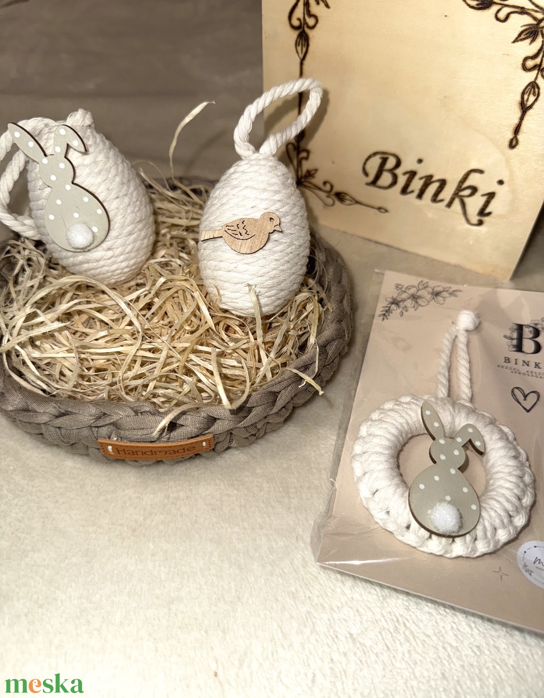 Natúr színű húsvéti kosár csomag - otthon & életmód - dekoráció - húsvéti asztaldíszek - Meska.hu
