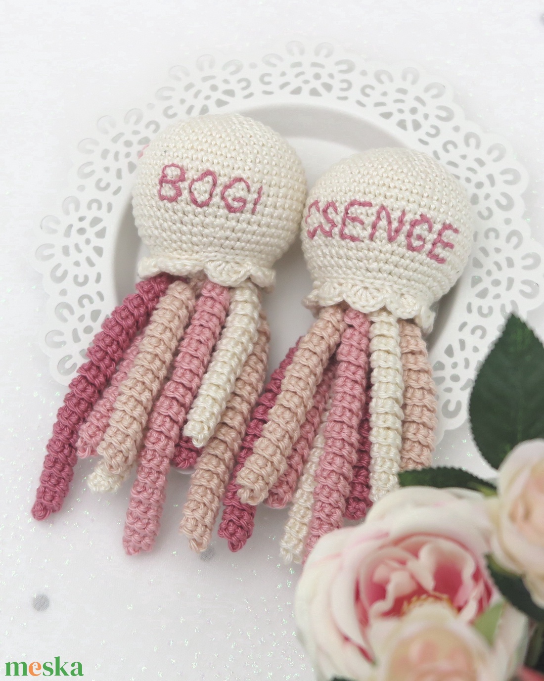 Horgolt krém PICi polip koraszülötteknek � Bababarát korapolip újszülötteknek (100% pamut) - baba - mama - baba játékok - szundikendő, alvóka - Meska.hu