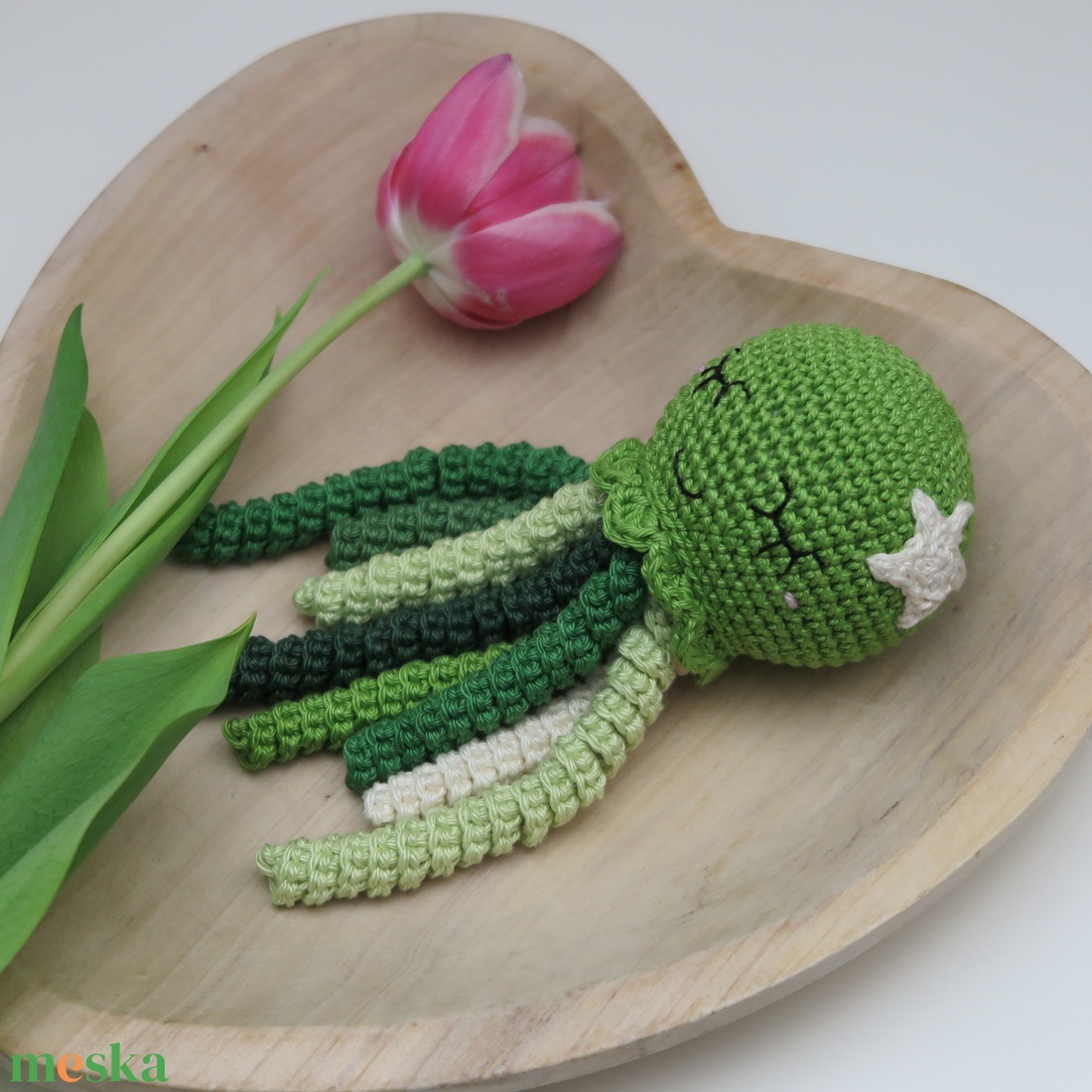Horgolt zöld PICi polip koraszülötteknek � Bababarát korapolip újszülötteknek (100% pamut) - baba - mama - baba játékok - szundikendő, alvóka - Meska.hu