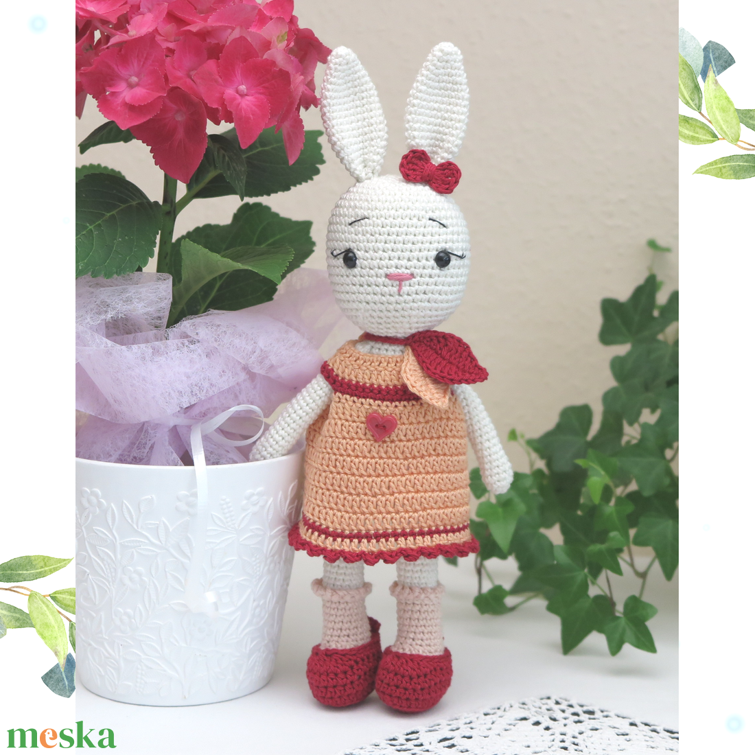 Horgolt, öltöztethető Rózi nyuszi - játék & sport - plüssállat & játékfigura - nyuszi - Meska.hu