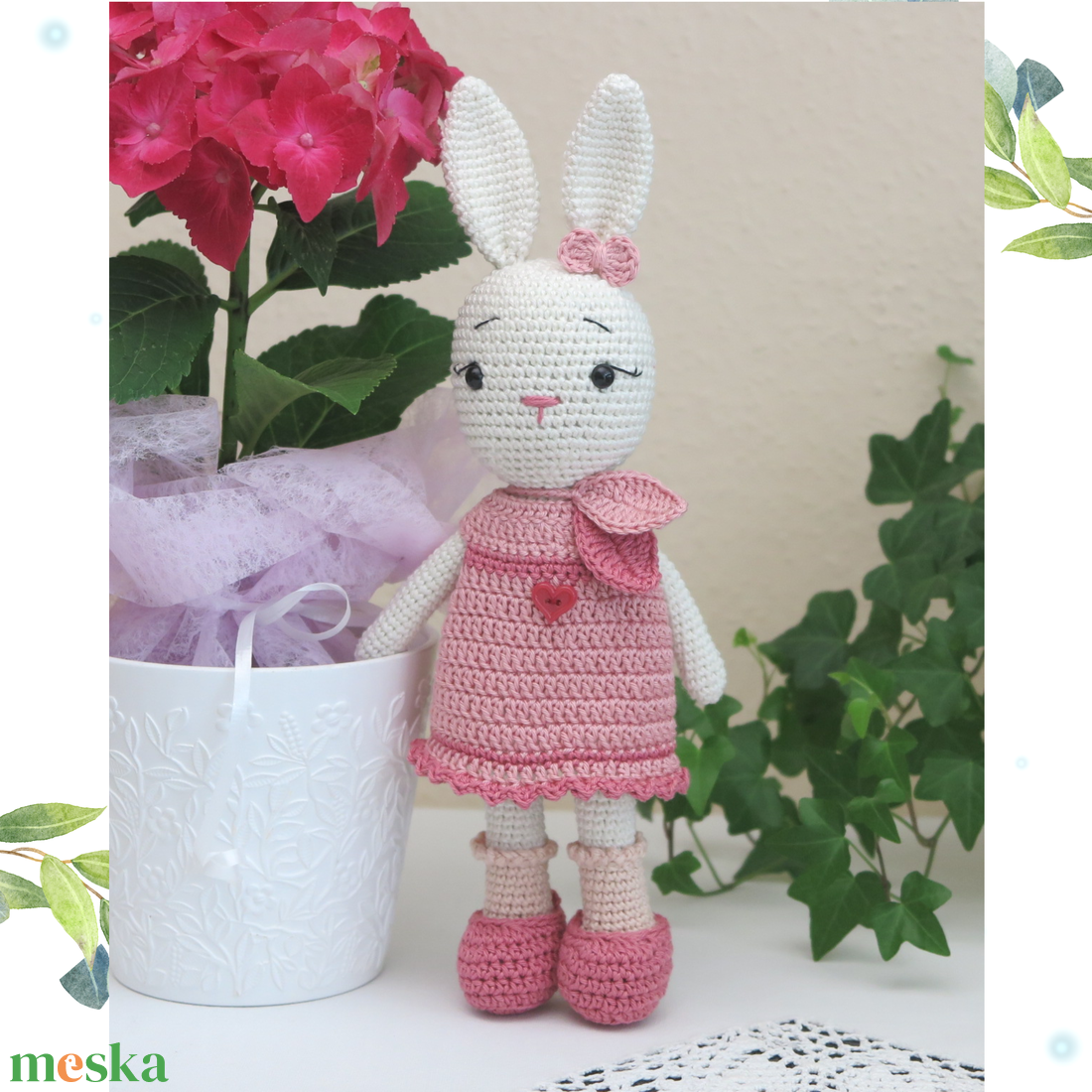 Horgolt, öltöztethető Rózi nyuszi - játék & sport - plüssállat & játékfigura - nyuszi - Meska.hu