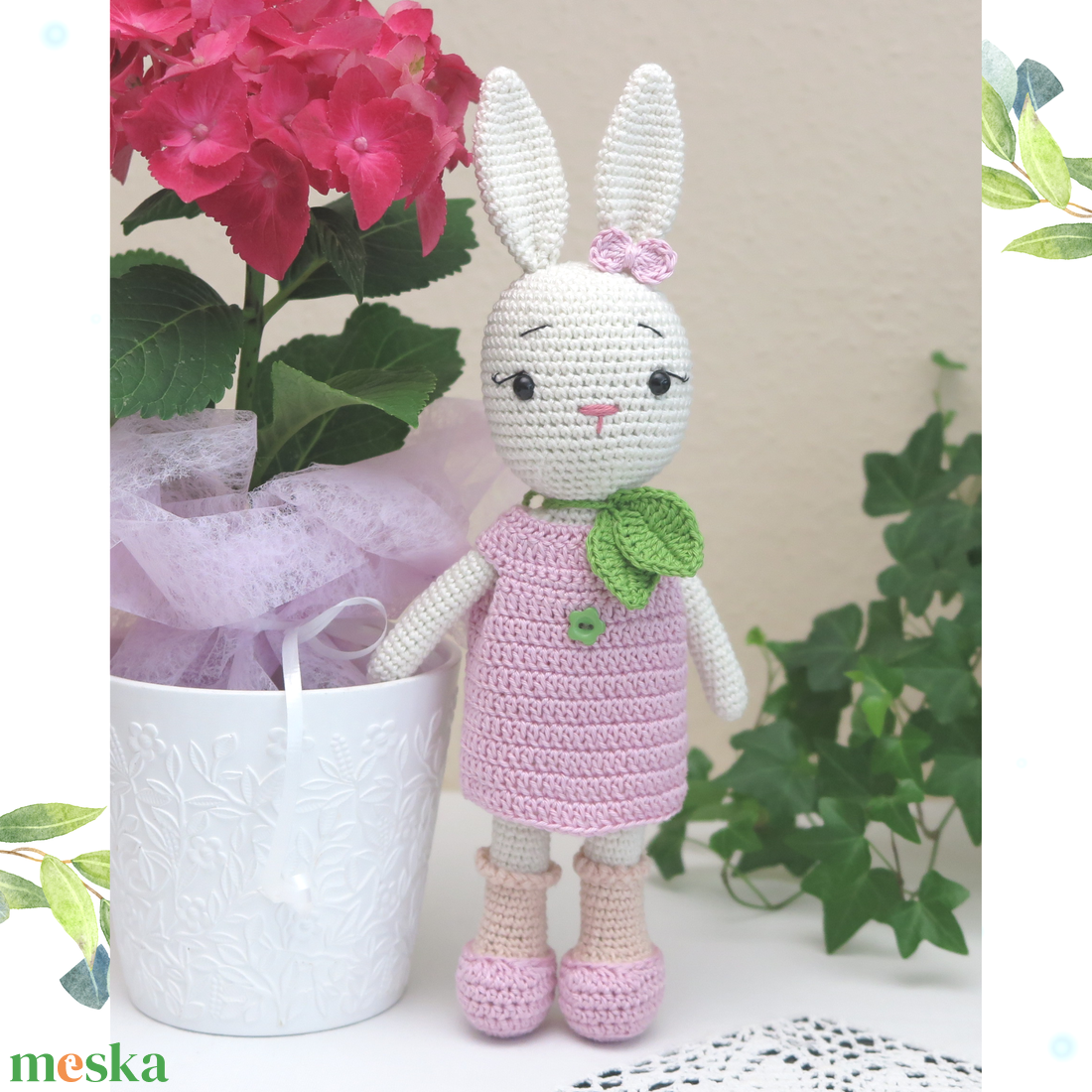 Horgolt, öltöztethető Rózi nyuszi - játék & sport - plüssállat & játékfigura - nyuszi - Meska.hu
