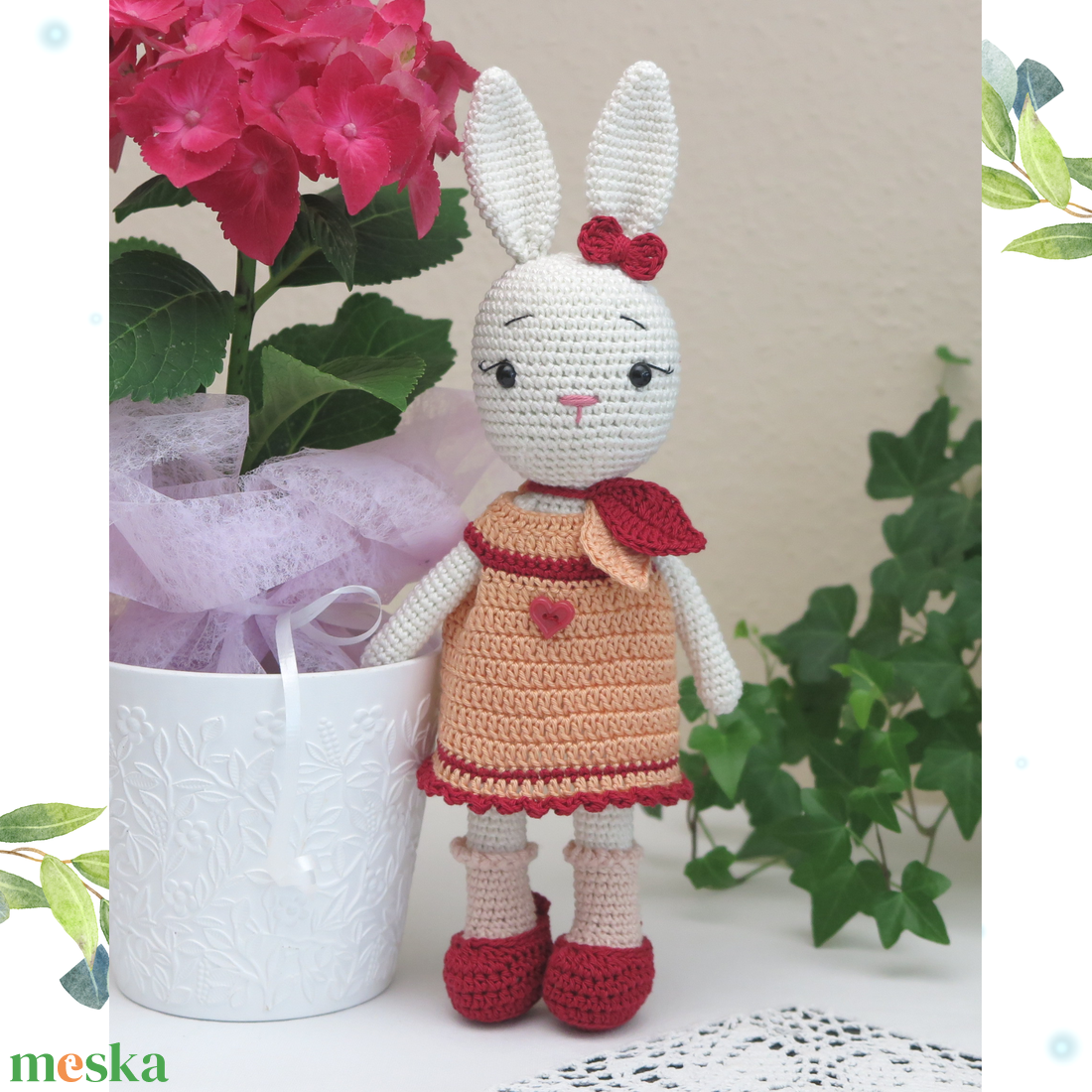 Horgolt, öltöztethető Rózi nyuszi - játék & sport - plüssállat & játékfigura - nyuszi - Meska.hu