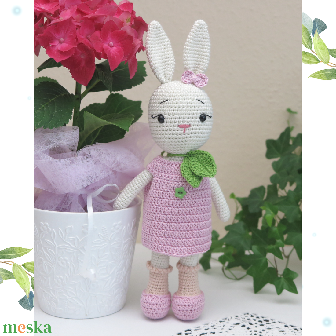 Horgolt, öltöztethető Rózi nyuszi - játék & sport - plüssállat & játékfigura - nyuszi - Meska.hu