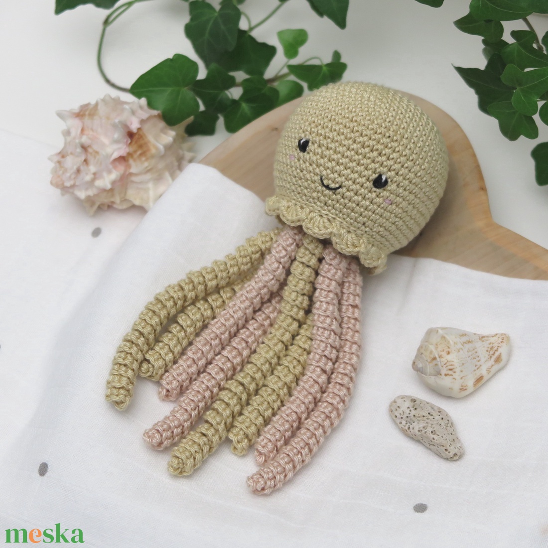 Horgolt homok polip újszülötteknek - Bababarát alvóka (100% pamut) - baba - mama - baba játékok - szundikendő, alvóka - Meska.hu