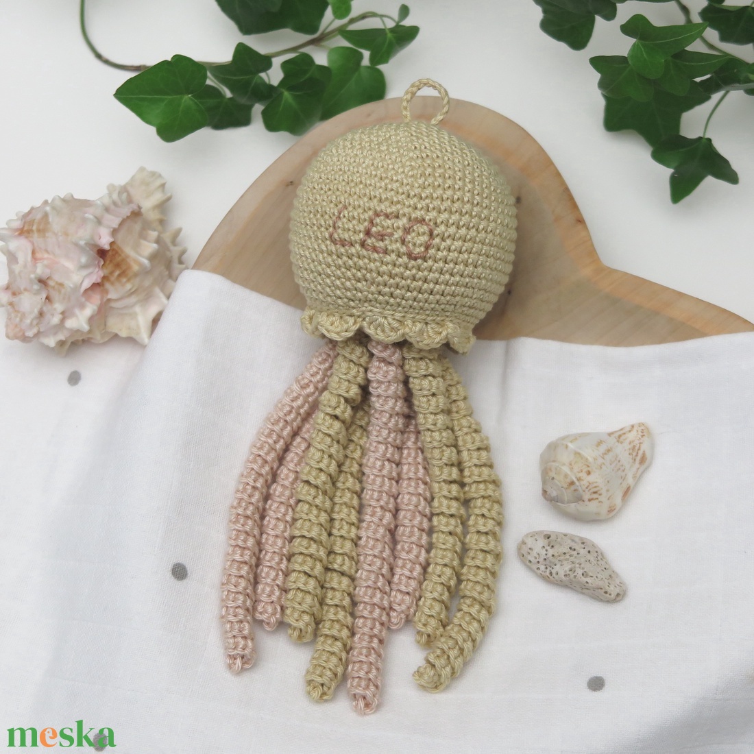 Horgolt homok polip újszülötteknek - Bababarát alvóka (100% pamut) - baba - mama - baba játékok - szundikendő, alvóka - Meska.hu