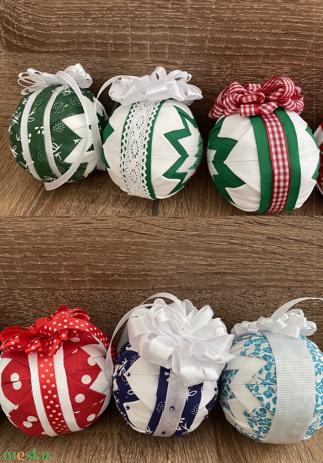 6 db-os gömb szettben, piros-fehér színben, pöttyös mintával - otthon & életmód - dekoráció - dísztárgy - Meska.hu
