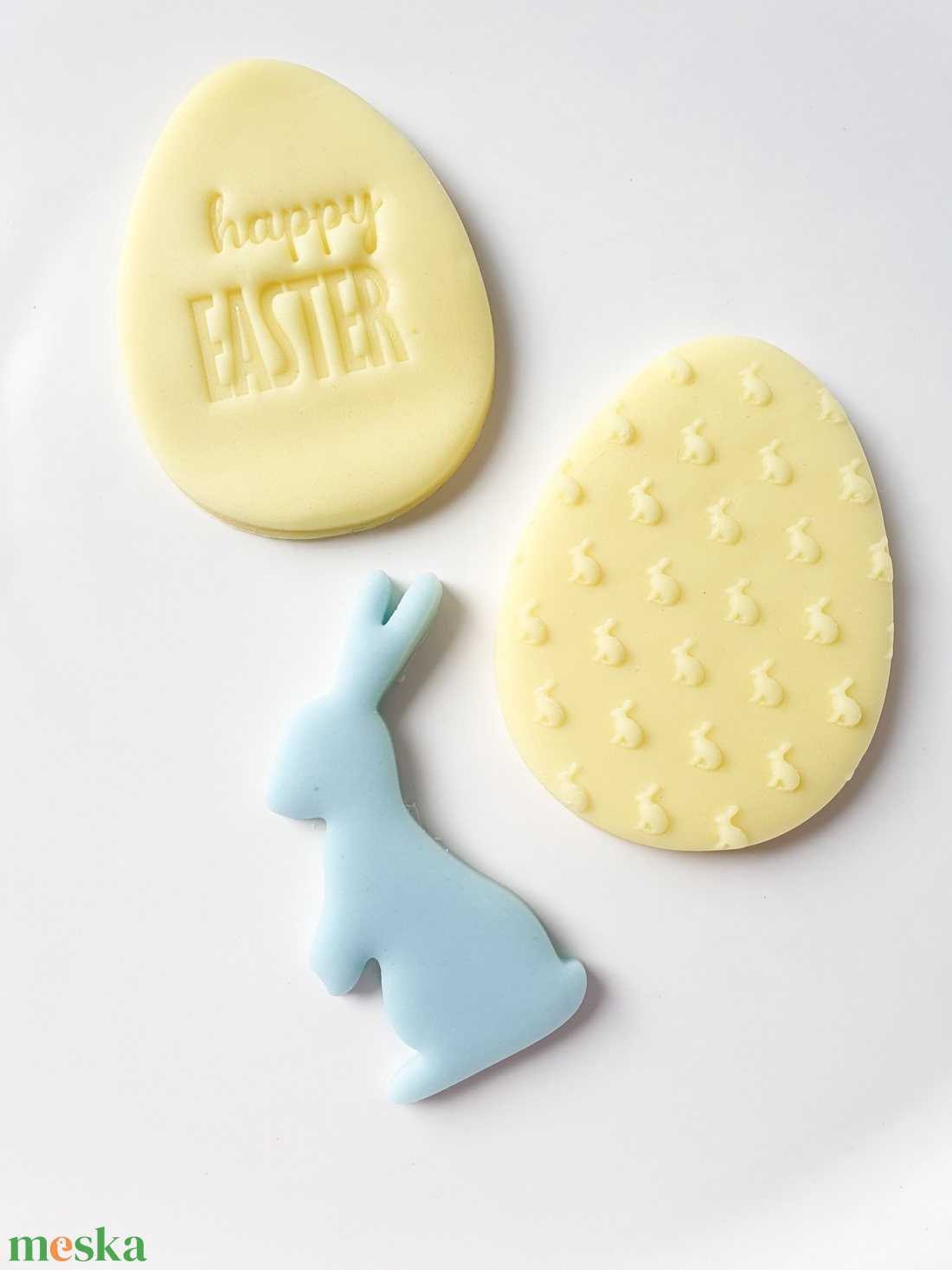 Agyag, polymer clay, égethető gyurma, mézeskalács, keksz, süti, szappan bélyegző, HAPPY EASTER - kellékek & szerszámok - díszíthető tárgyak - kerámia - Meska.hu
