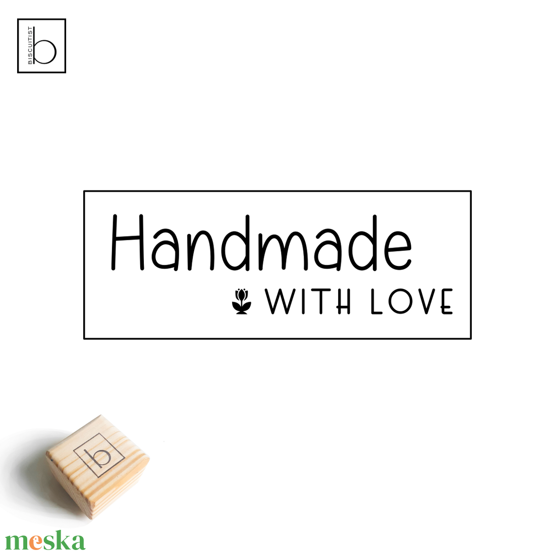 Papírpecsét, bélyegző, csomagolási nyomda Handmade with love felirattal - művészet - reklám tárgyak - Meska.hu
