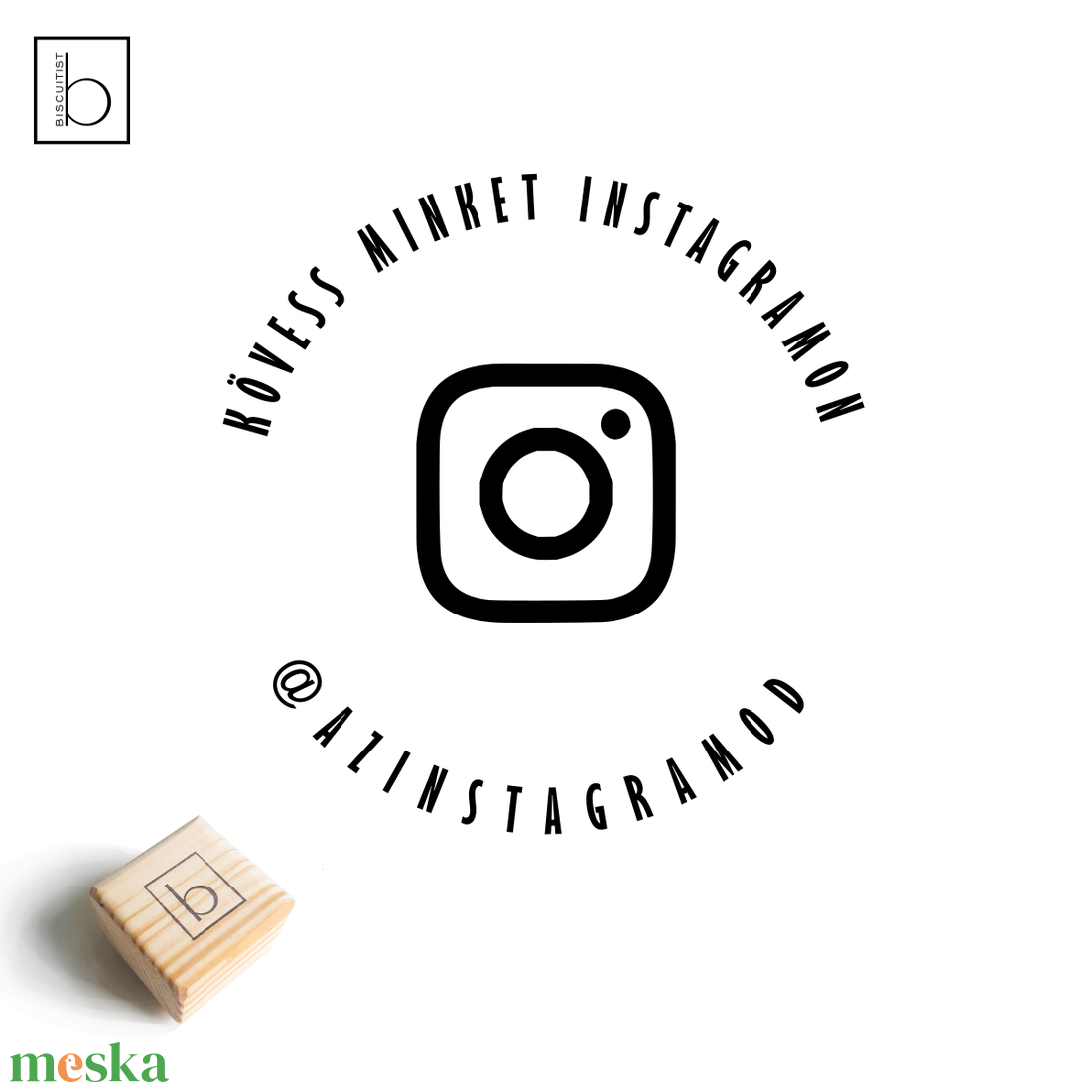 Személyre szabható Papírpecsét, bélyegző, csomagolási nyomda Kövess minket felirattal, vállalkozásod Instagram nevével - otthon & életmód - papír, írószer - pecsétek - papírpecsét - Meska.hu