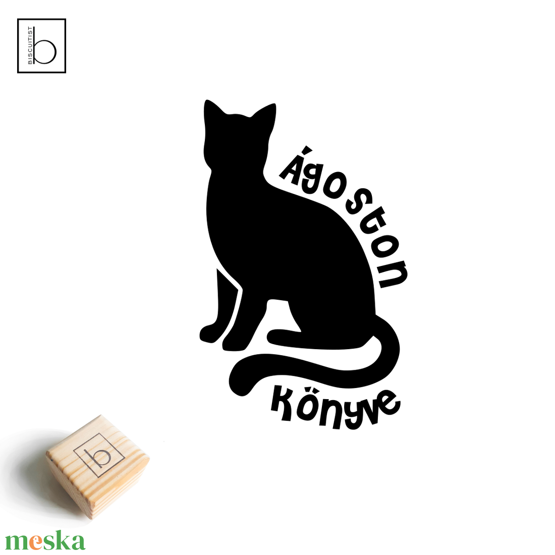 Ex libris pecsét, személyre szabható bélyegző, könyv nyomda - Ülő cica - könyv & zene - ex libris pecsét - Meska.hu