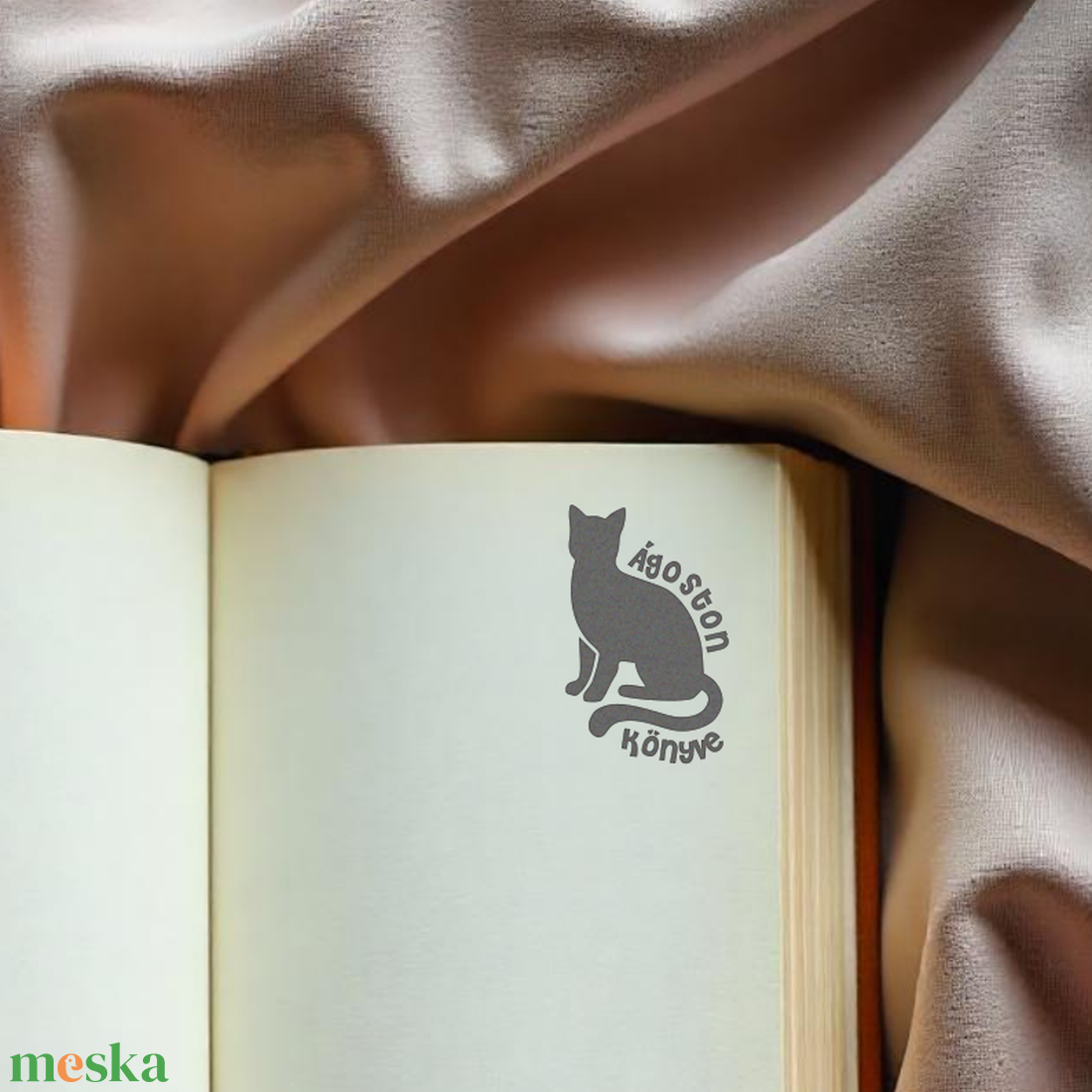 Ex libris pecsét, személyre szabható bélyegző, könyv nyomda - Ülő cica - könyv & zene - ex libris pecsét - Meska.hu