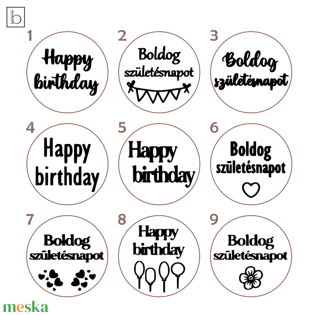 Boldog születésnapot, Happy Birthday Kekszpecsét, mézeskalácspecsét - otthon & életmód - konyhafelszerelés, tálalás - sütés, főzés - sütidísz - Meska.hu