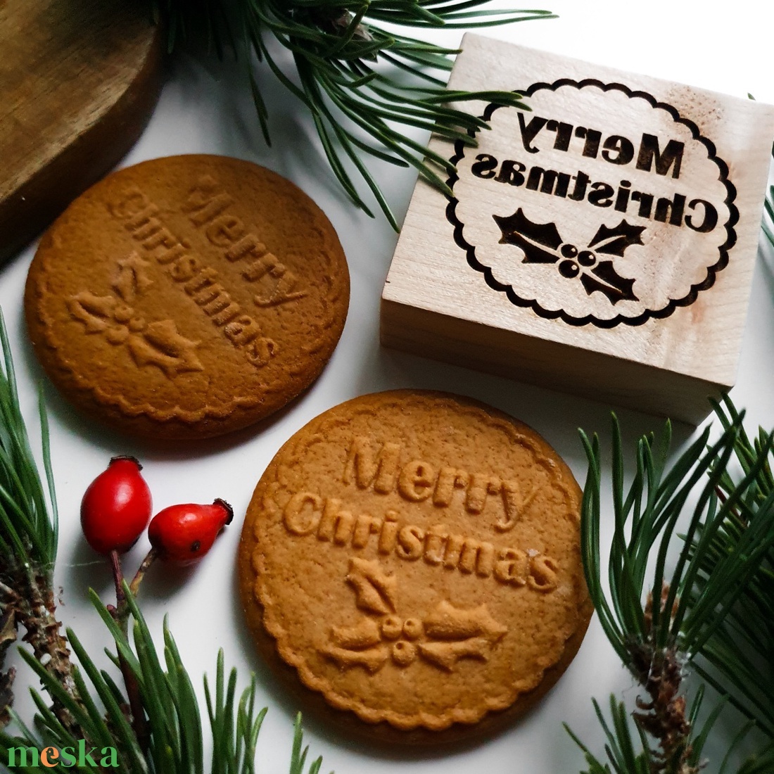 Merry Christmas sütipecsét- Mézeskalácshoz és spekulatius kekszhez - otthon & életmód - konyhafelszerelés, tálalás - sütés, főzés - sütidísz - Meska.hu