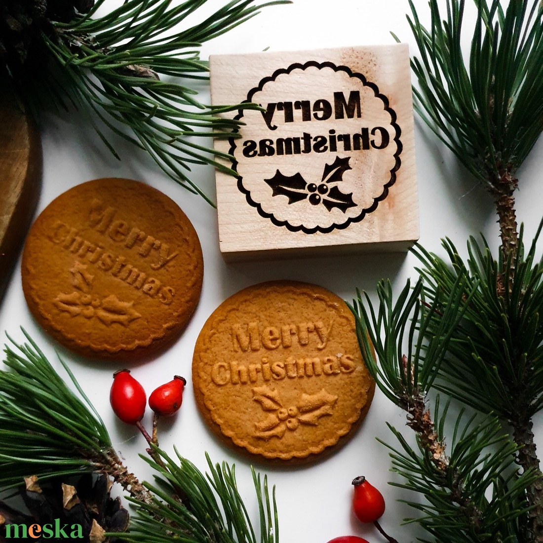 Merry Christmas sütipecsét- Mézeskalácshoz és spekulatius kekszhez - otthon & életmód - konyhafelszerelés, tálalás - sütés, főzés - sütidísz - Meska.hu