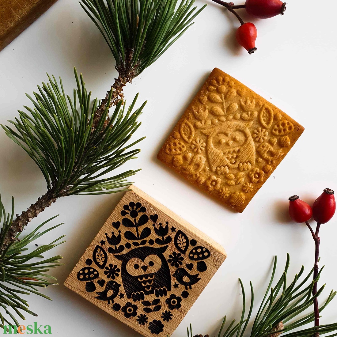 Skandináv stílusú bagoly sütipecsét - Mézeskalácshoz és spekulatius kekszhez - otthon & életmód - konyhafelszerelés, tálalás - sütés, főzés - sütidísz - Meska.hu