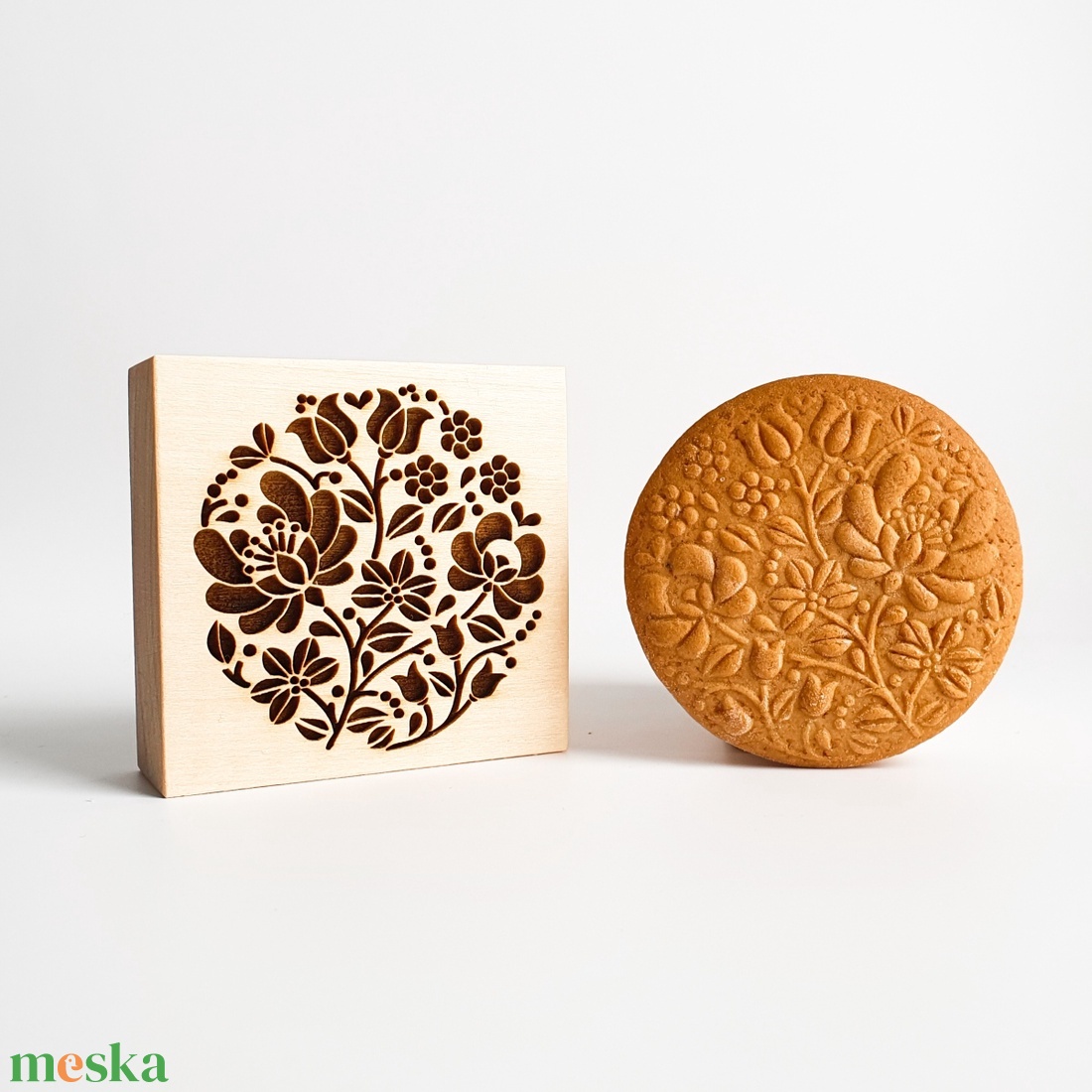 Népi virágmintás sütipecsét - Linzerhez, mézeskalácshoz, spekulatius kekszhez - otthon & életmód - konyhafelszerelés, tálalás - sütés, főzés - sütidísz - Meska.hu