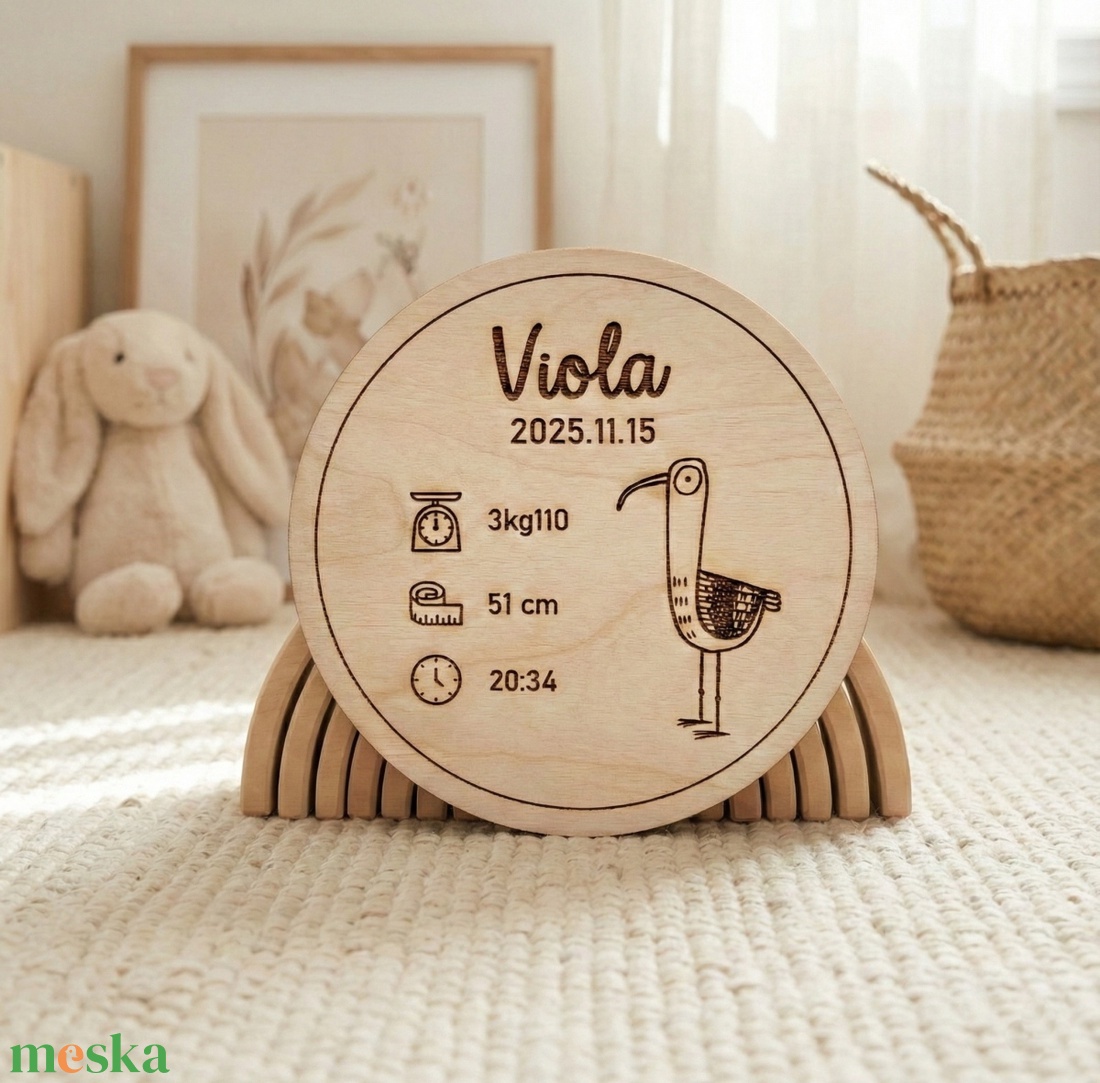 Baba emléktábla fából, babaszoba dekor, ajándék születésre, babafotózáshoz kiegészítő - baba - mama - babafotózás - babafotózási kellékek - Meska.hu