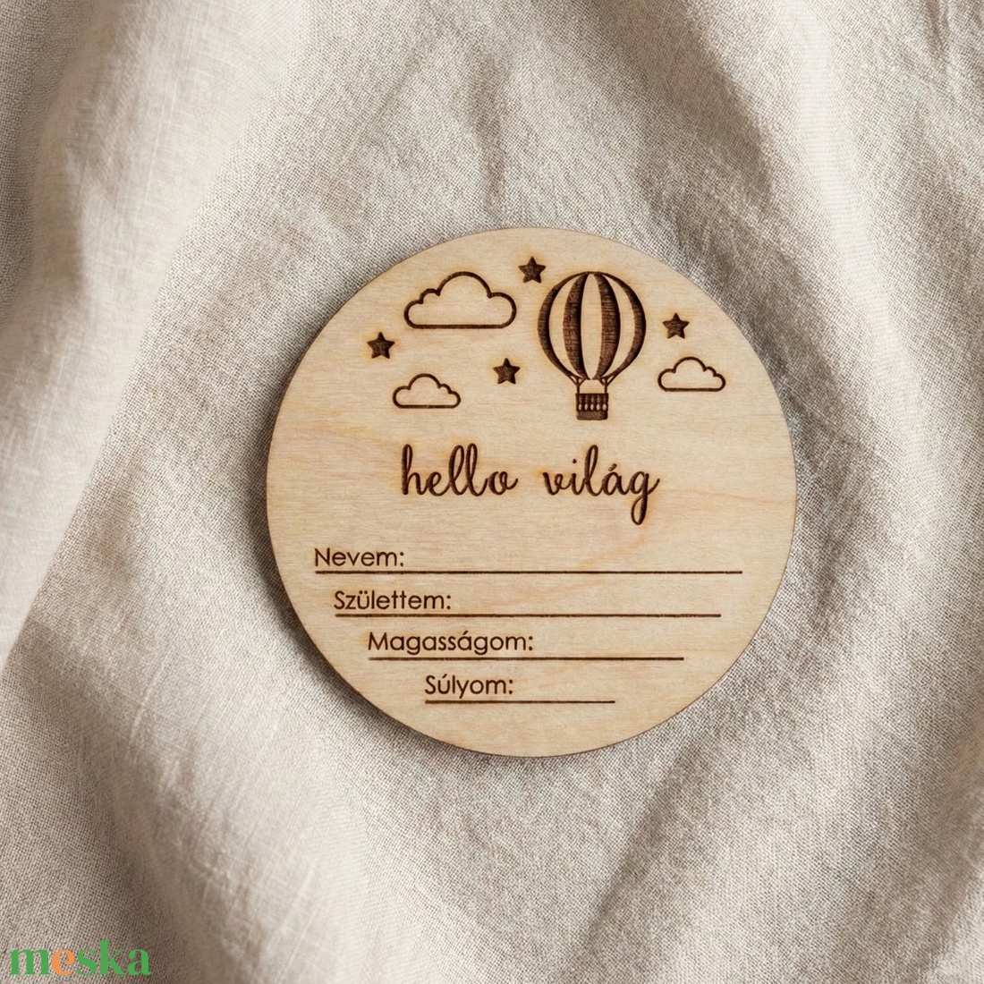  Babafotózási kiegészítő, kellék, baba emléktábla fából - hőlégballon - baba - mama - babafotózás - babafotózási kellékek - Meska.hu