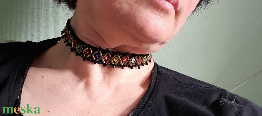 Népi gyöngy nyakék - ékszer - nyaklánc - gyöngyös nyaklánc - Meska.hu