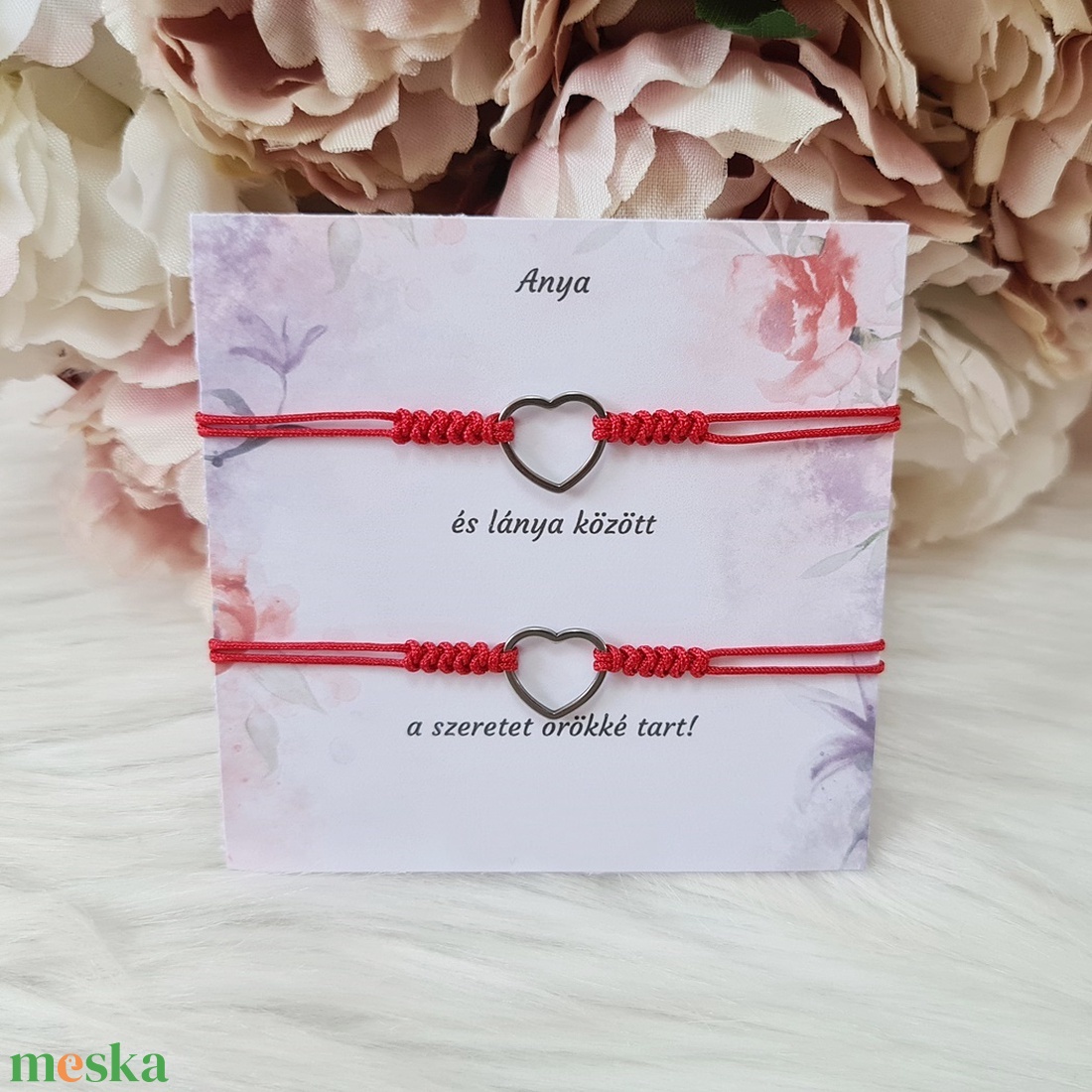 Anya lánya karkötő szett kísérőkártyával - ékszer - karkötő - fonott karkötő - Meska.hu