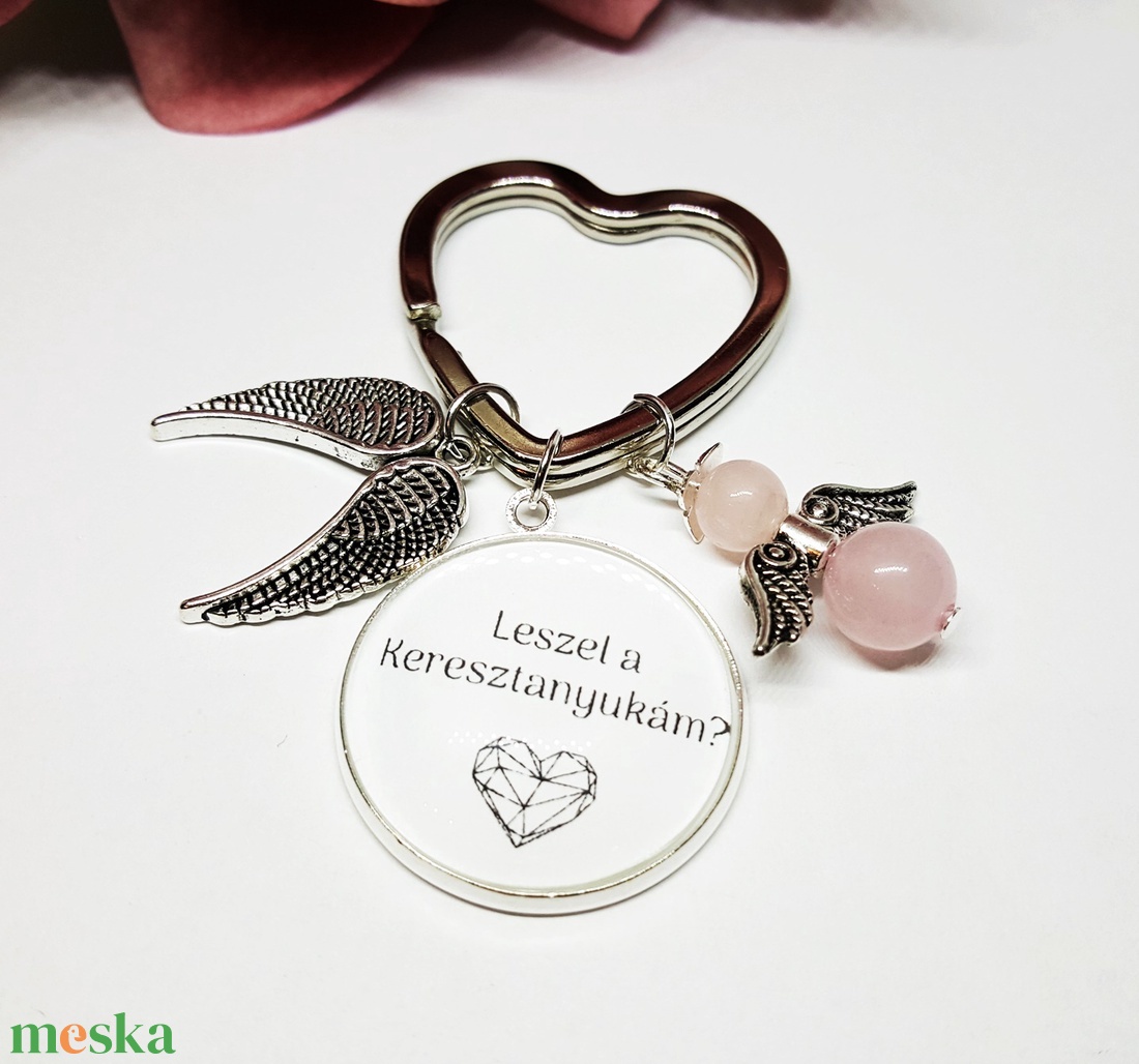 Leszel a Keresztanyukám feliratos kulcstartó - táska & tok - kulcstartó & táskadísz - kulcstartó - Meska.hu