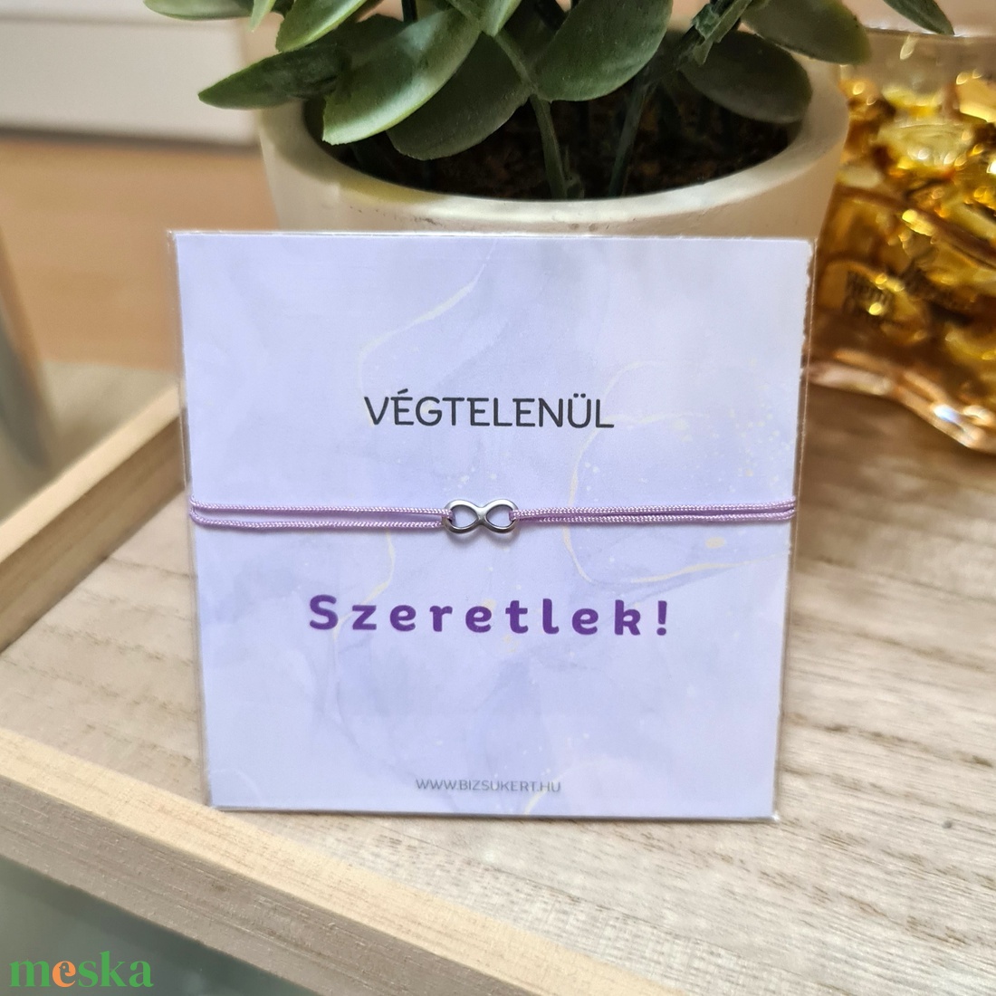 Végtelen jel medálos zsinór karkötő kísérőkártyával - ékszer - karkötő - karkötő medállal - Meska.hu