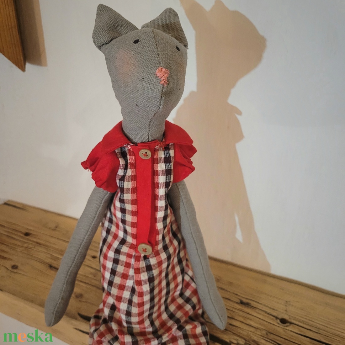 Játék textil cica kockás ruhában - játék & sport - baba & babaház - baba - Meska.hu