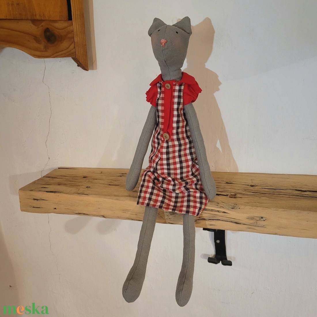 Játék textil cica kockás ruhában - játék & sport - baba & babaház - baba - Meska.hu