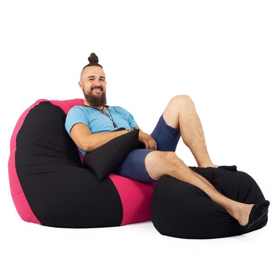 Fekete - Magenta ALL IN Bicolor XXL Babzsákfotel Garnitúra -  - Meska.hu