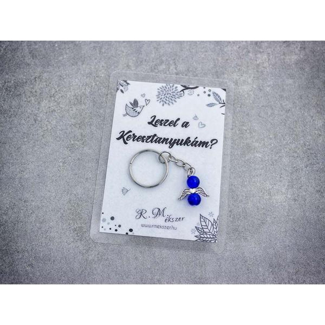 Leszel a Keresztanyukám sötétkék angyal medálos kulcstartó - táska & tok - kulcstartó & táskadísz - kulcstartó - Meska.hu