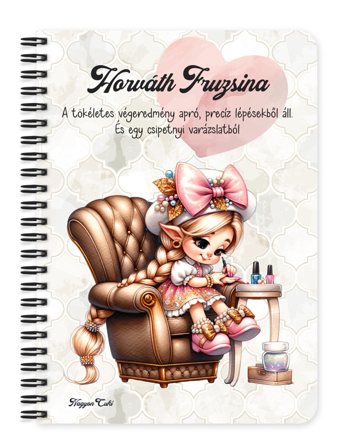 Személyre szabható - Aranyos Körmös manólány mintás A6-os füzet - otthon & életmód - papír, írószer - jegyzetfüzet & napló - Meska.hu