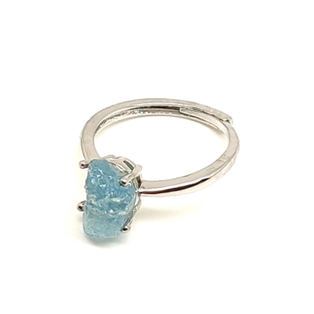Akvamarin gyűrű, kék nyers kristály 10x8 mm, állítható � Nyersvíz - ékszer - gyűrű - Meska.hu