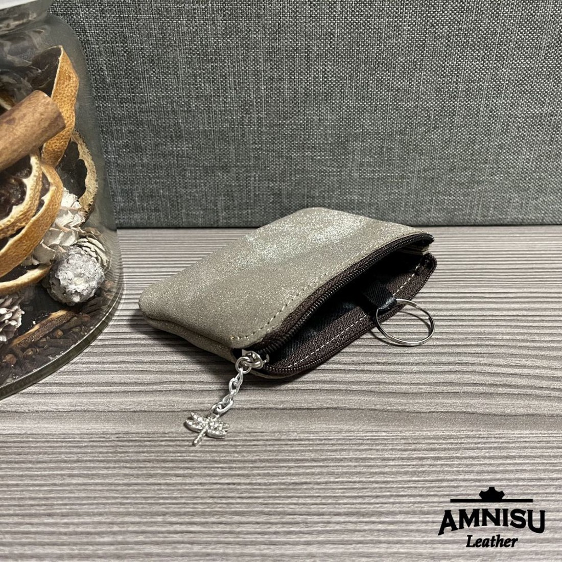 Csillámos sötétbézs egy cipzáras kulcstartó A1003 - táska & tok - kulcstartó & táskadísz - kulcstartó - Meska.hu