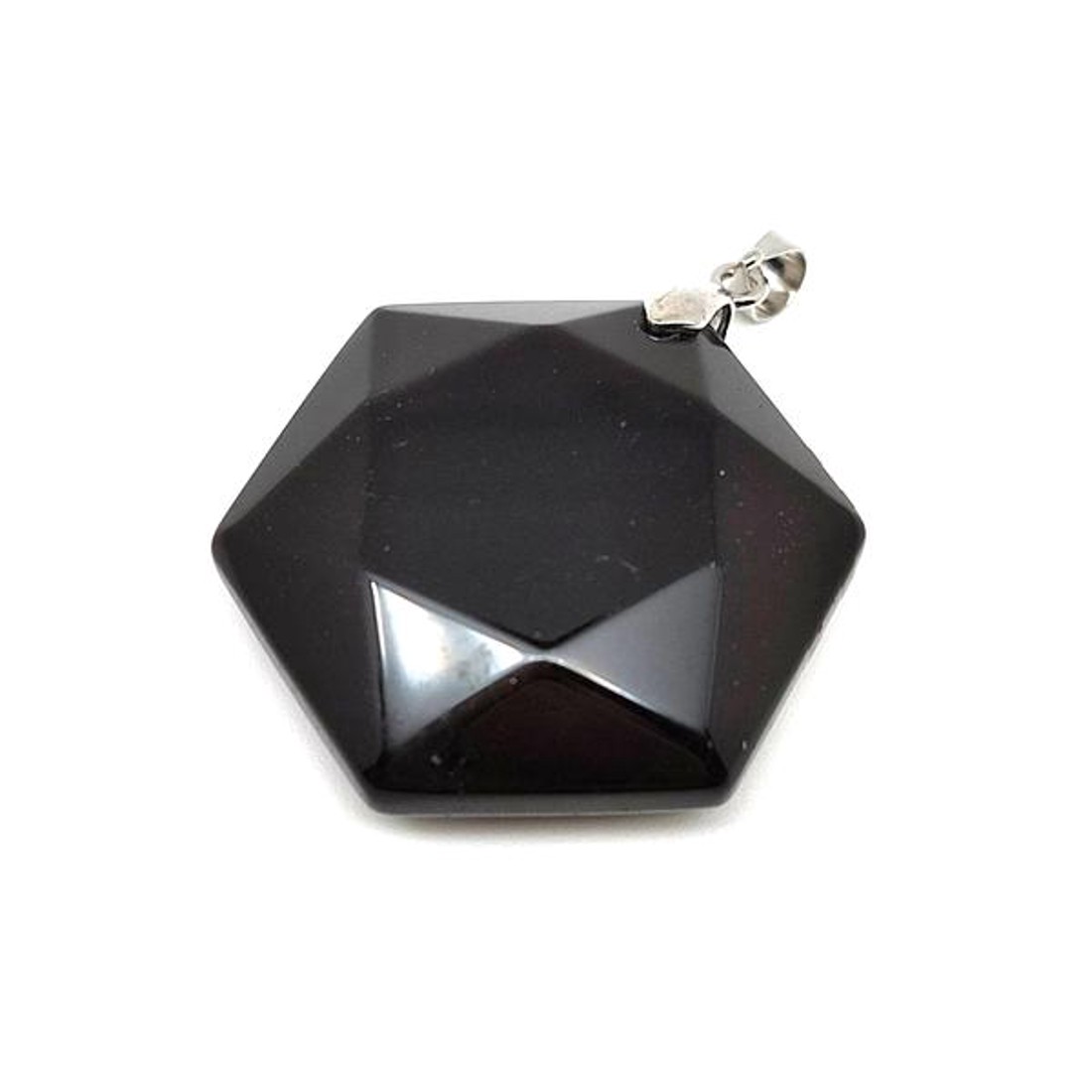 Hexagon medál Obszidián 2,5cm - ékszer - nyaklánc - medál - Meska.hu