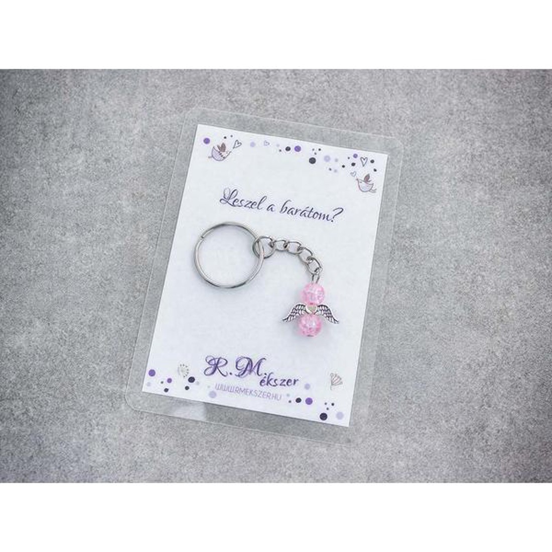 Leszel a barátom rózsaszín angyal medálos kulcstartó - táska & tok - kulcstartó & táskadísz - kulcstartó - Meska.hu