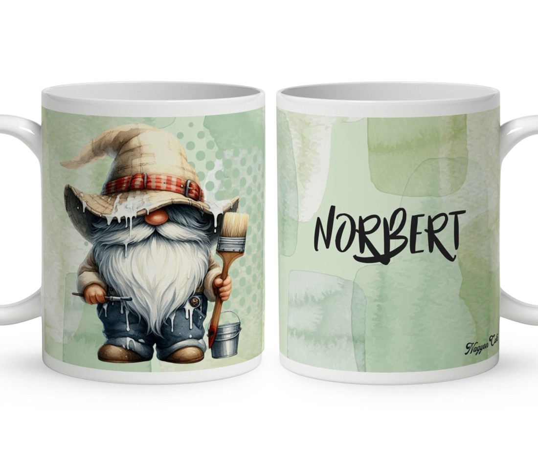 Névvel kérhető - Cuki Festő Ezermester manó mintás bögre - otthon & életmód - konyhafelszerelés, tálalás - tálalás - bögre & csésze - Meska.hu