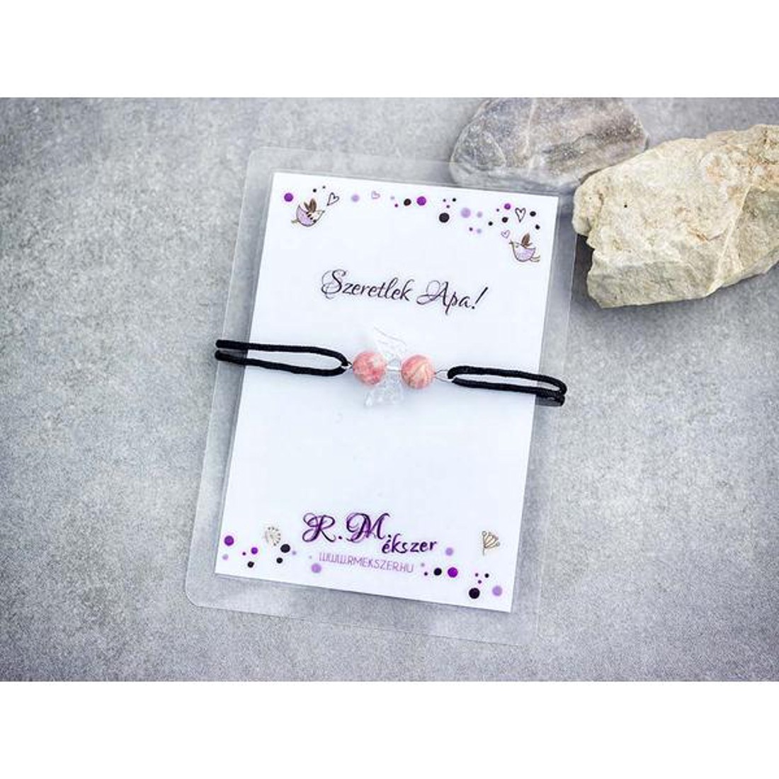 Szeretlek Apa rodokrozit angyal karkötő -  - Meska.hu