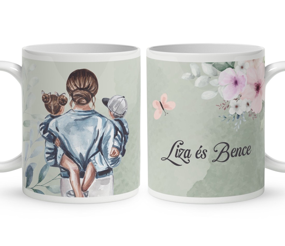 Kérd a neveddel - Anya és a Gyerekek mintás bögre - otthon & életmód - konyhafelszerelés, tálalás - tálalás - bögre & csésze - Meska.hu