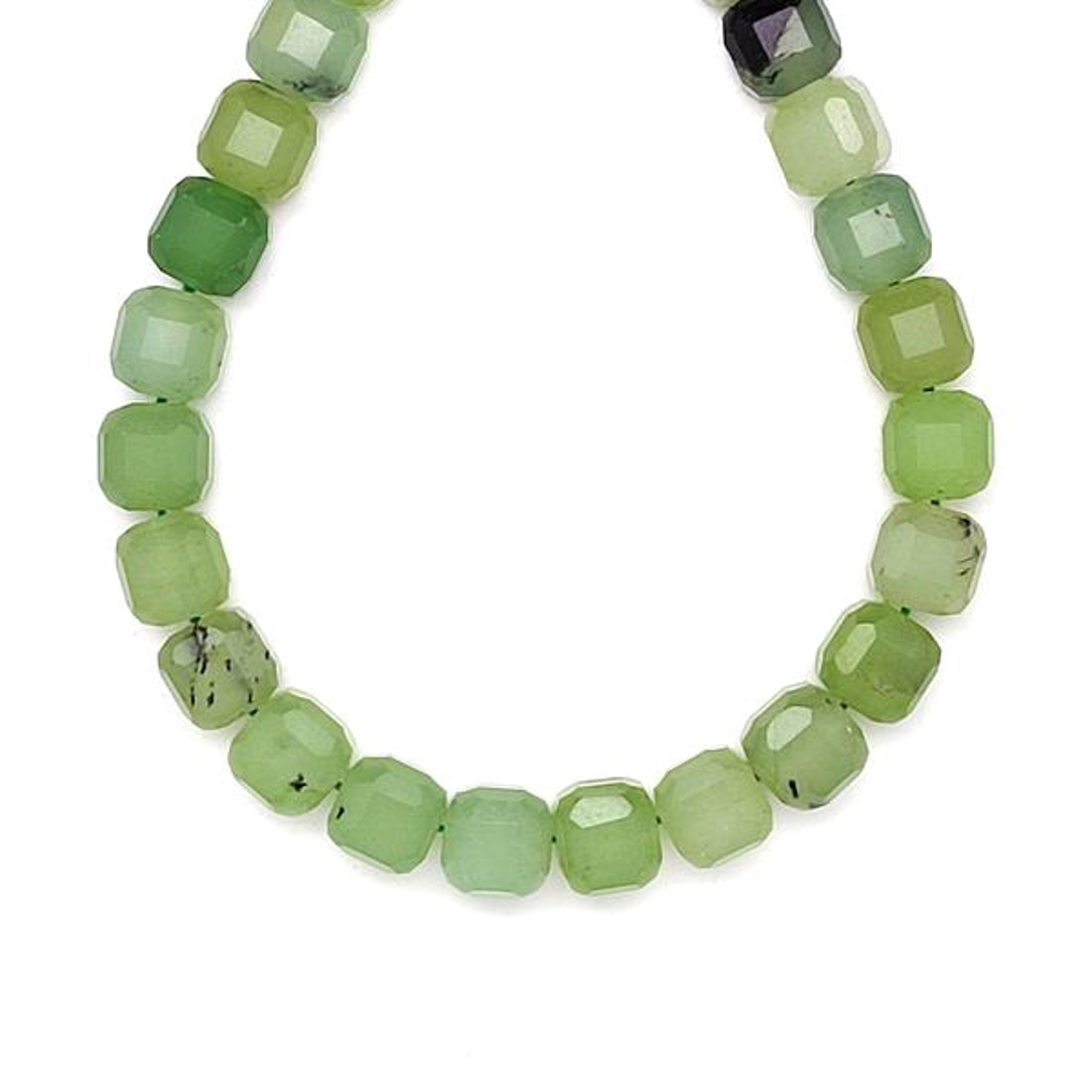 Prehnit fazettált kocka 8-9mm  ékszerkészítő alapanyag (füzér) - kellékek & szerszámok - ásvány alapanyag - ásványfüzér - Meska.hu