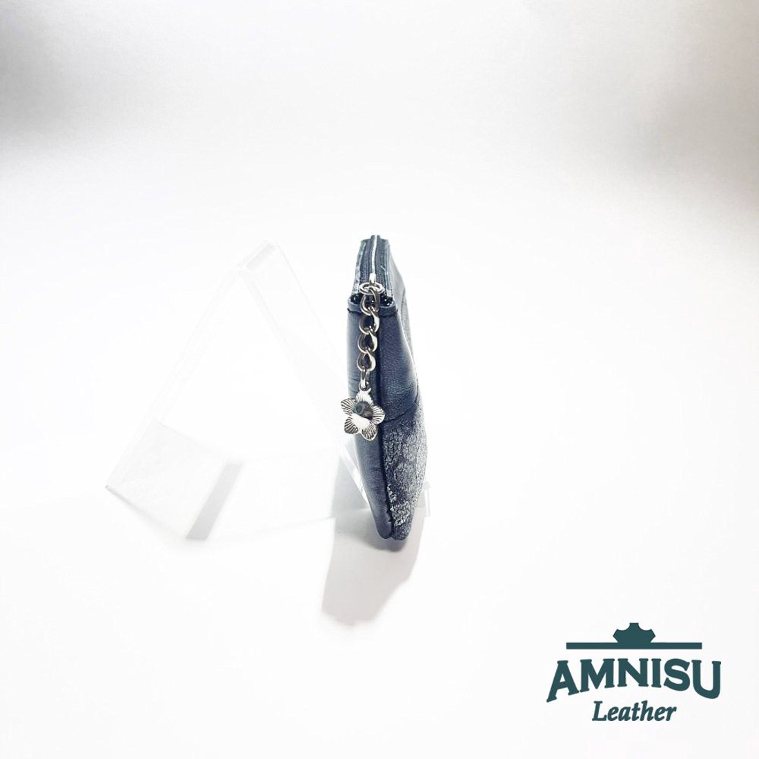 Sötét ezüst - szürke mintás ívelt egy cipzáras kulcstartó C8001 - táska & tok - kulcstartó & táskadísz - kulcstartó - Meska.hu