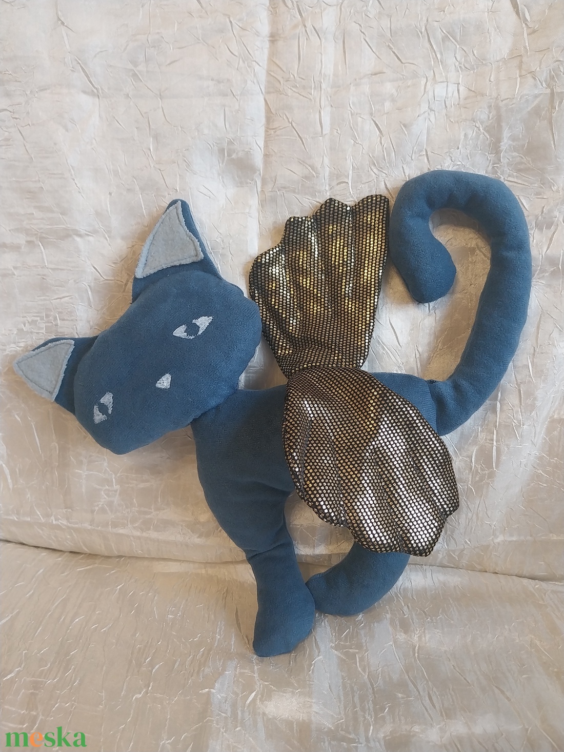 Kék-arany szárnyas cica - játék & sport - plüssállat & játékfigura - cica - Meska.hu
