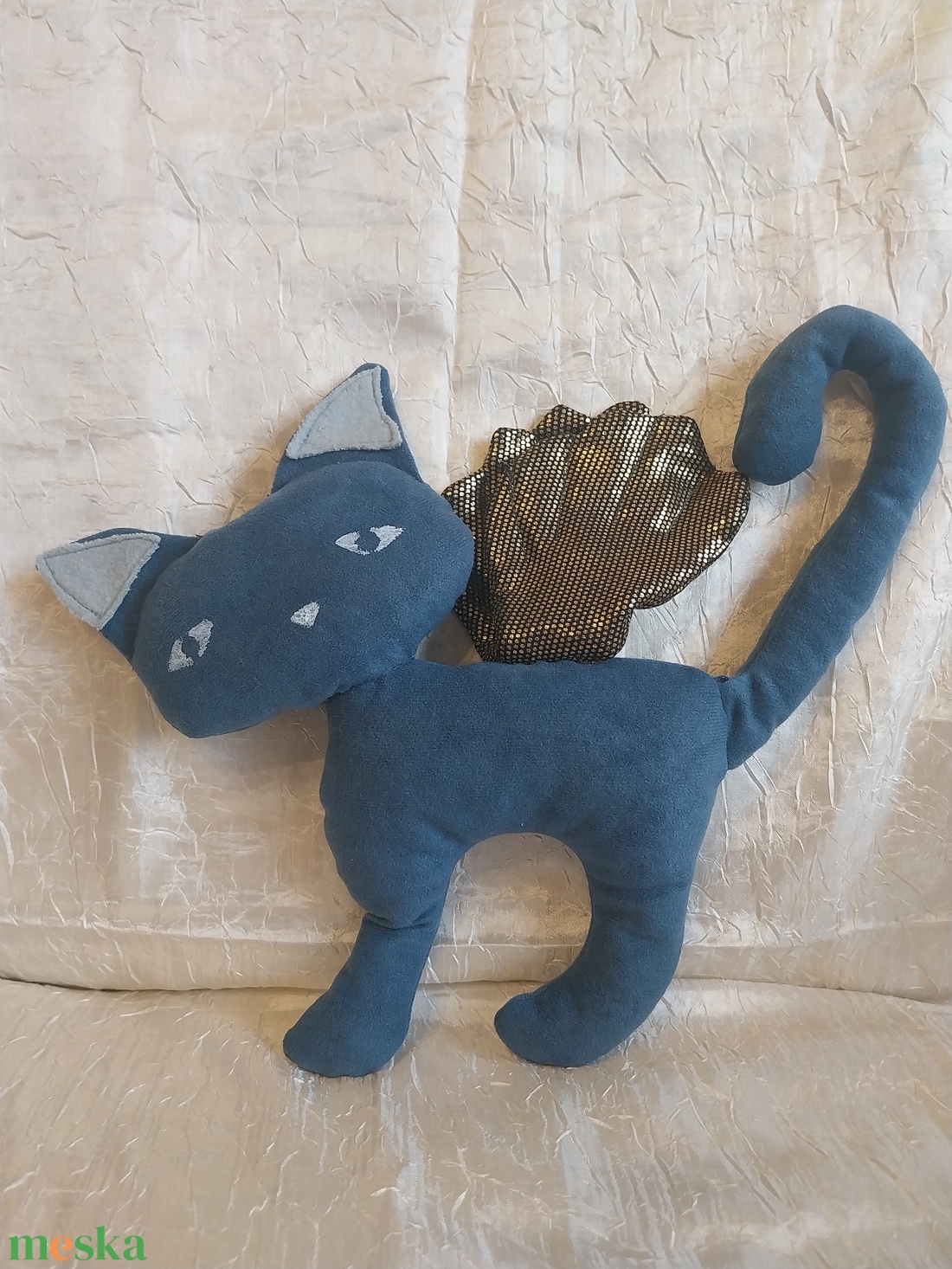 Kék-arany szárnyas cica - játék & sport - plüssállat & játékfigura - cica - Meska.hu