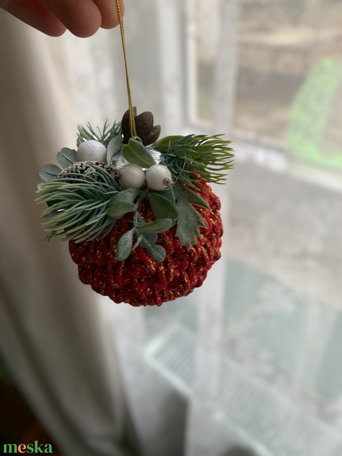 Horgolt karácsonyi gömb - karácsony - karácsonyi lakásdekoráció - karácsonyfadíszek - Meska.hu