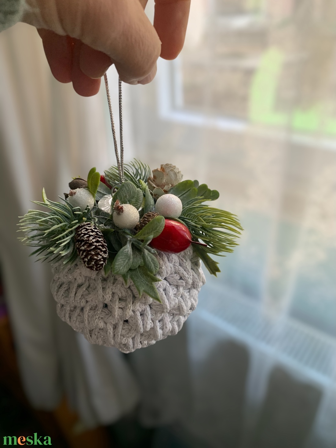 Horgolt karácsonyi gömb - karácsony - karácsonyi lakásdekoráció - karácsonyfadíszek - Meska.hu